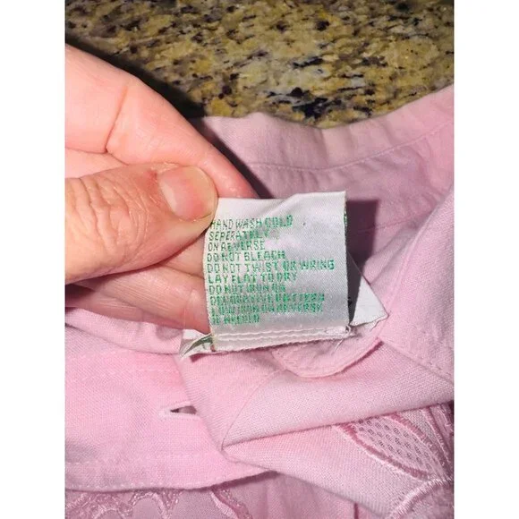 VTG Western Quacker Factory Pink Cut Out Sequin Shirt Butterfly Coastal Cowgirl - Picture 7 of 10